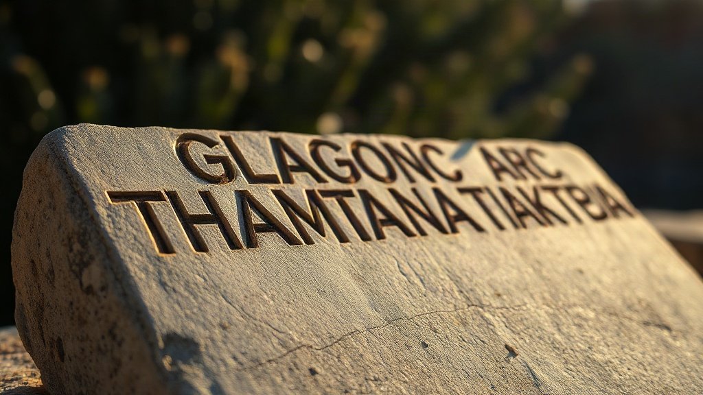 A close-up of ancient Glagolitic letters carved into a weathered stone slab