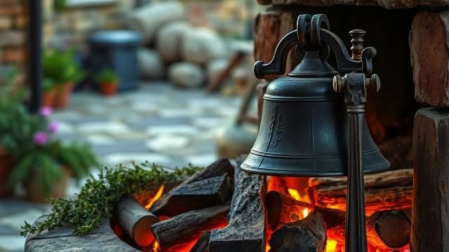 A traditional peka dish with meat and vegetables under a metal bell covered with hot embers.