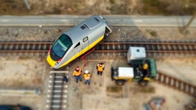 Emergency services at the scene of a train collision in Spain