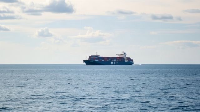 A container ship sailing on the sea