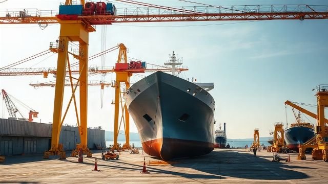 Cranes at a shipyard in Rijeka