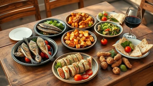 A table with traditional Croatian dishes