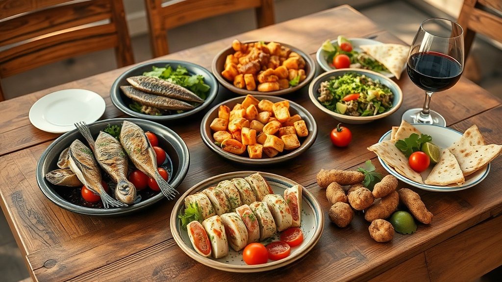 A table with traditional Croatian dishes
