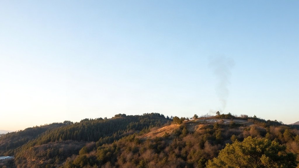 Smoke rising from a forested hillside near Dubrovnik