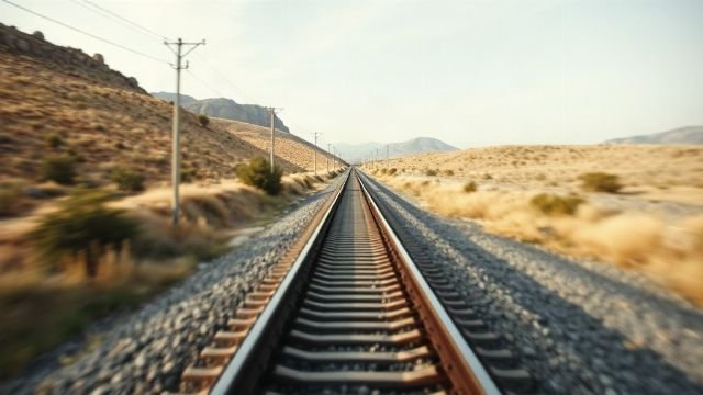 Railway tracks stretching through Spanish countryside