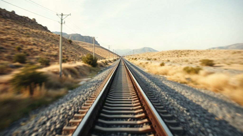 Railway tracks stretching through Spanish countryside