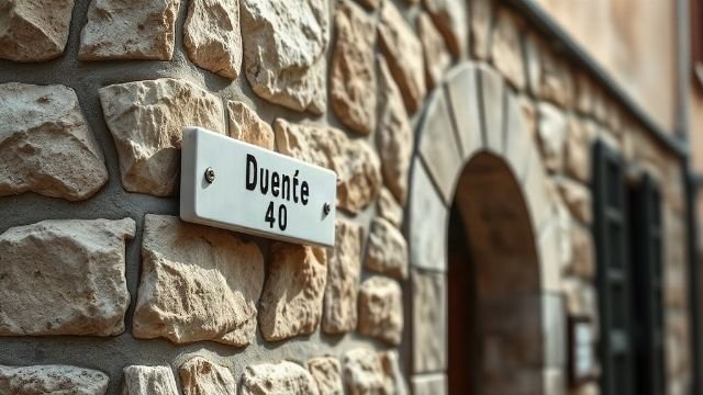 Close-up of a Croatian street sign with building numbers