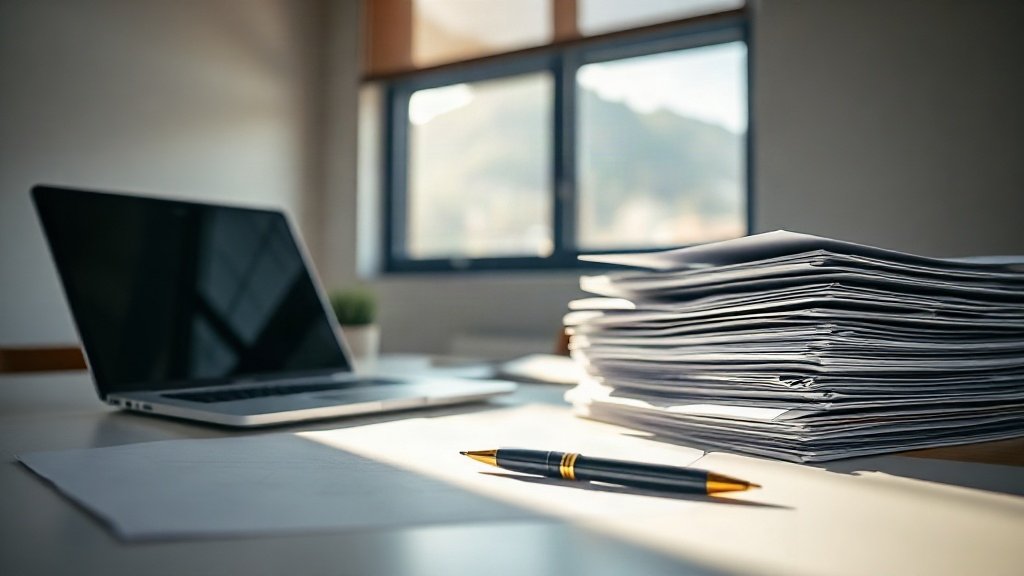Close-up of work permit application documents on a tidy desk in Croatia