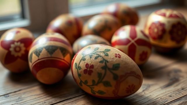 Decorated Croatian Easter eggs with traditional patterns