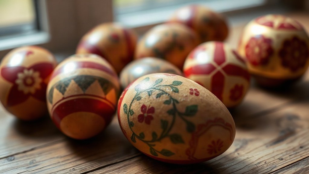 Decorated Croatian Easter eggs with traditional patterns