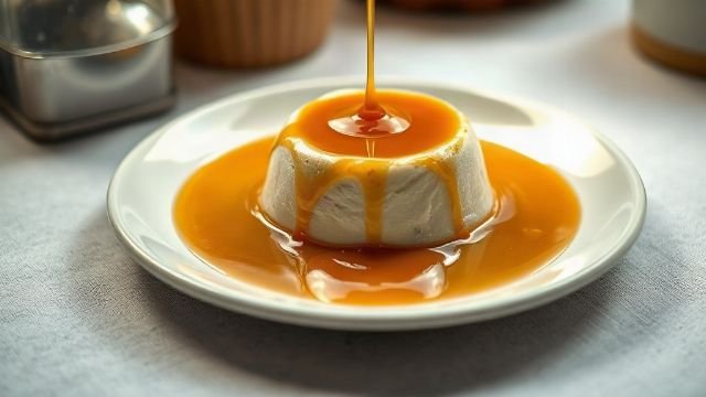 A serving of rožata, a caramel custard dessert from Dubrovnik