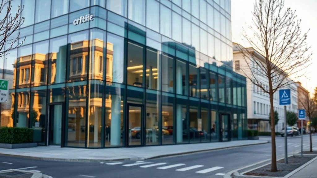 A modern office building exterior in a Croatian city