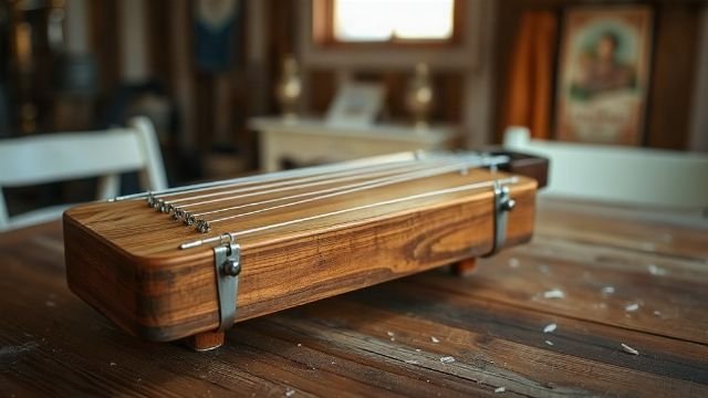 Close-up of a traditional tamburica stringed instrument.